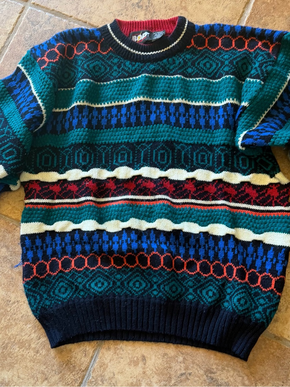 Vintage GB Winter Collection geometric pattern knit sweater.